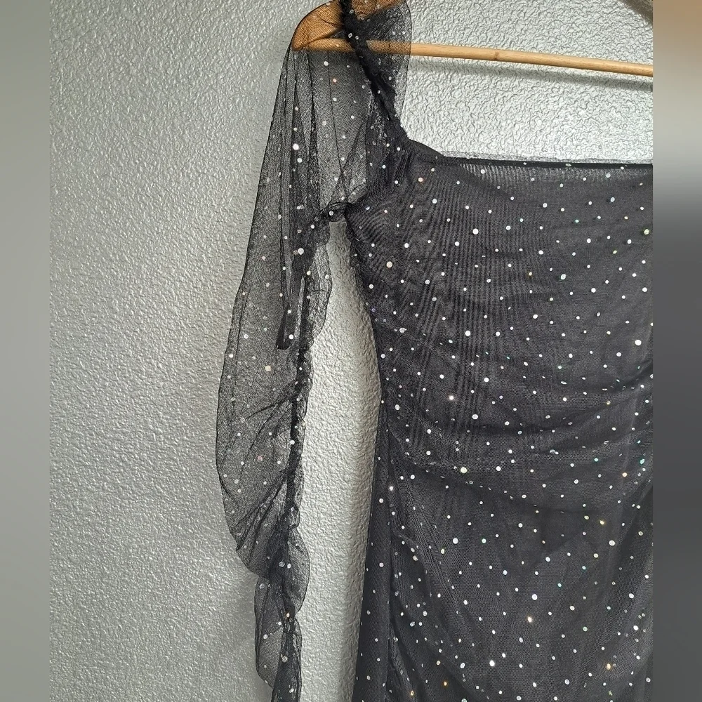 Double Crazy Black Sequin Dress     Size S